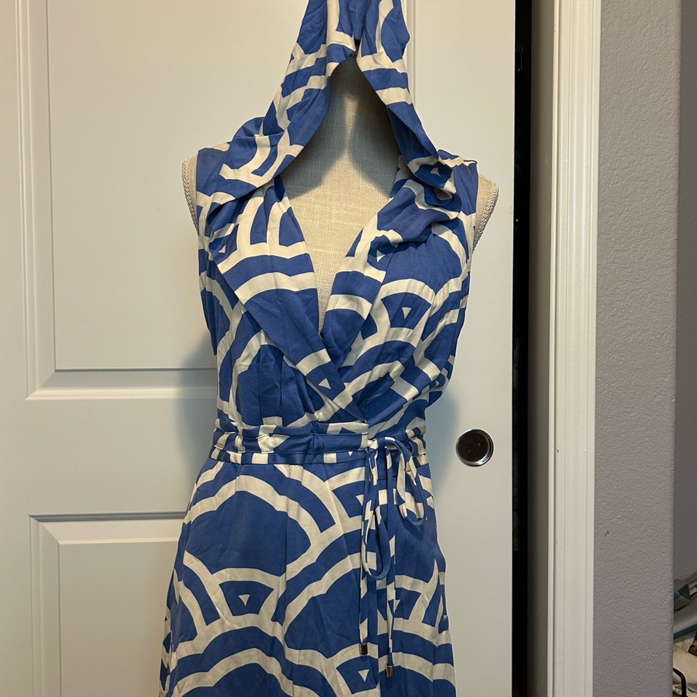 Diane Von Furstenberg Blue and White Jumpsuit/Romper